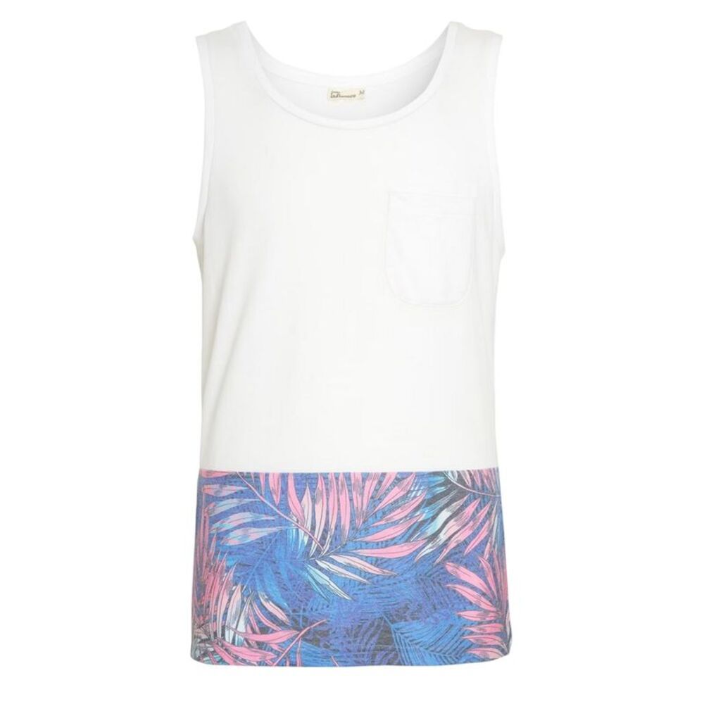 Influence Mens Colour Block Regular Tank Top / White